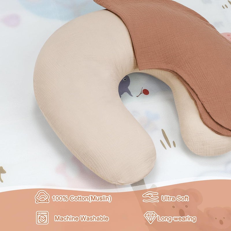 accmor 2 Pack Muslin Nursing Pillow Covers, 100% Cotton Soft Nursing Covers for Breastfeeding Pillows, Slipcover for Baby Girls Boys Newborn - Image 3